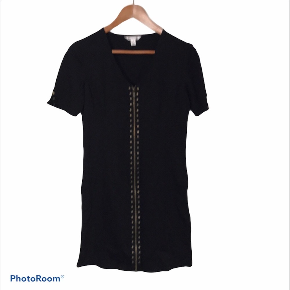 Spanner | Ponte Knit Black Dress with Front Studds